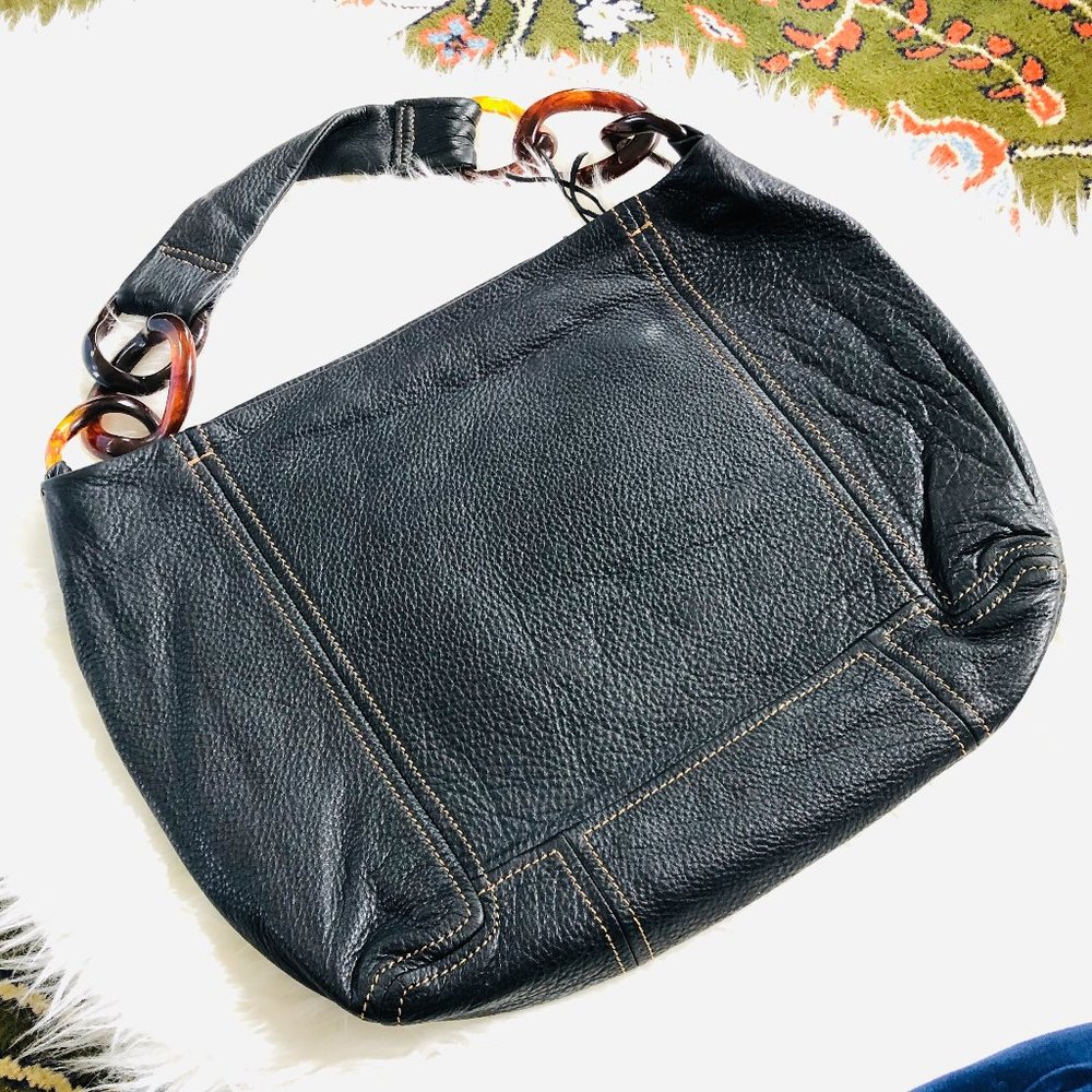 Kate Landry Navy Blue Leather Hobo Shoulder Bag